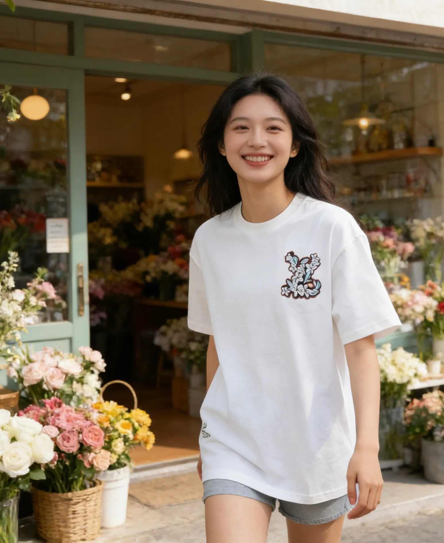 Louis Vuitton/Louis Vuitton floral embroidered short sleeves